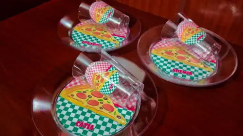 Kit Copo e Pratinho Acrílico - Pizza