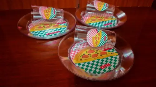 Kit Copo e Pratinho Acrílico - Pizza