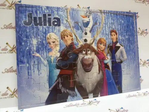 Quebra-cabeça Personalizado - Frozen 40 Peças com Caixinha