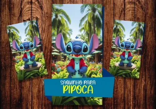Saquinho para Pipoca - Stitch Tamanho P