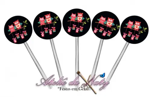 Toppers para Cupcake - Corujinha