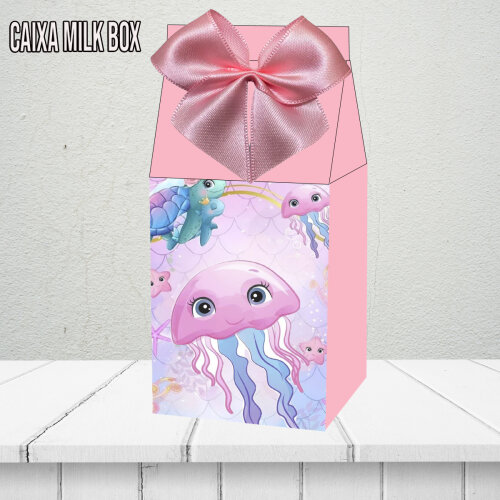 Kit Caixinha Milk Fundo do Mar Rosa 15 unidades