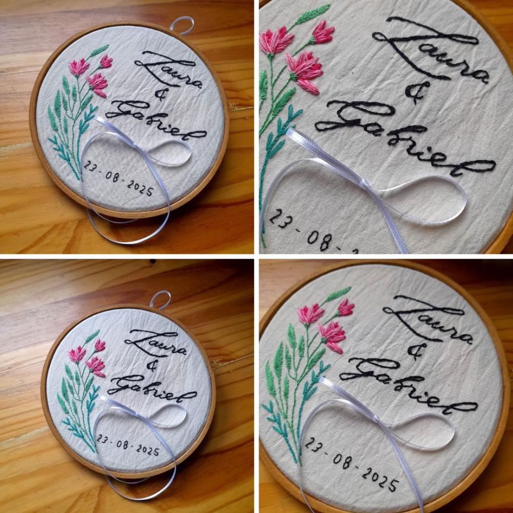 Porta Alianças Bordado em Bastidor