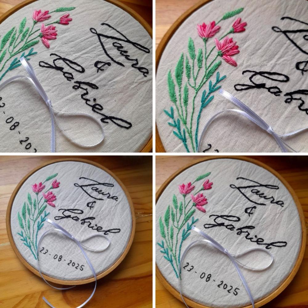 Porta Alianças Bordado em Bastidor