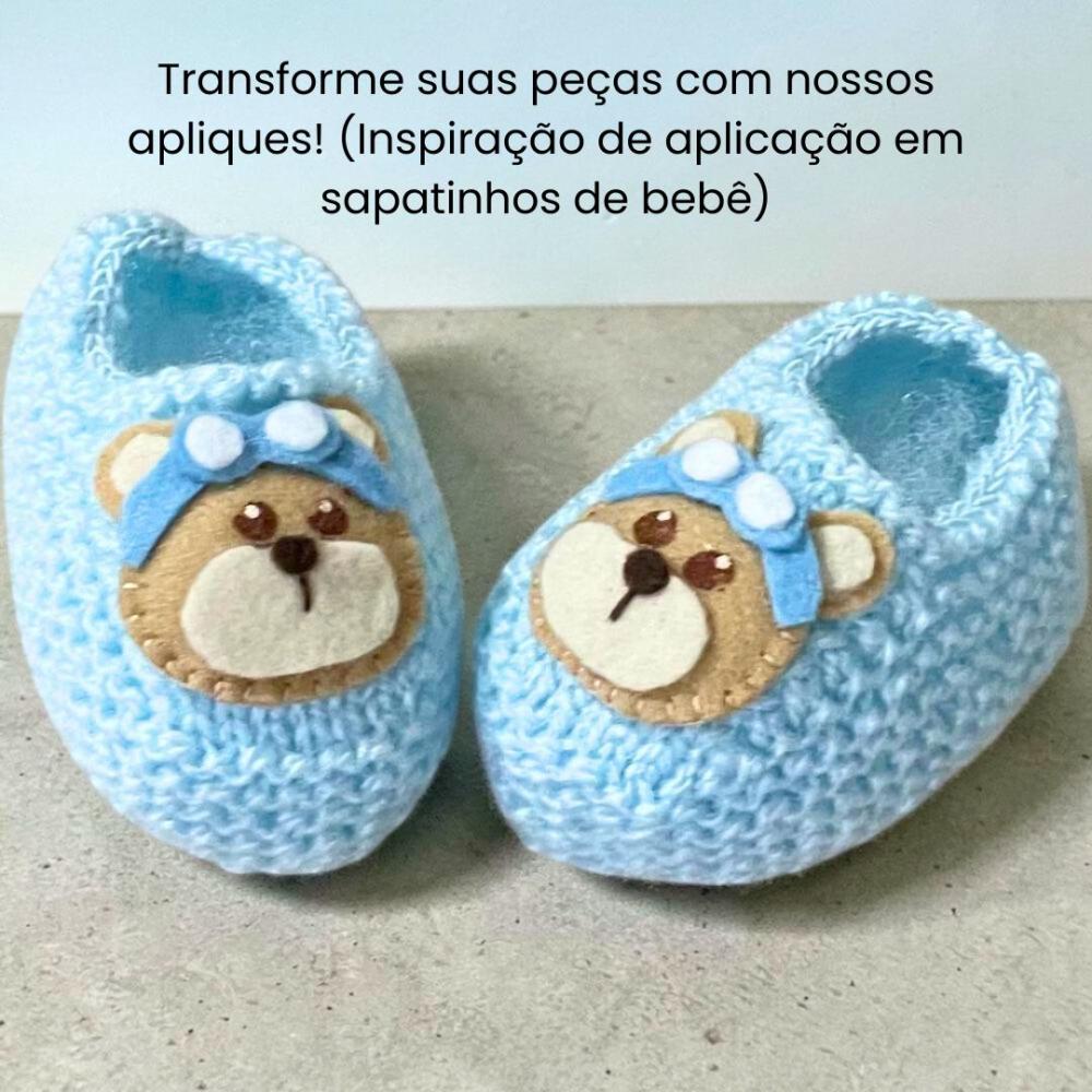 Mini aplique de feltro ursinho aviador
