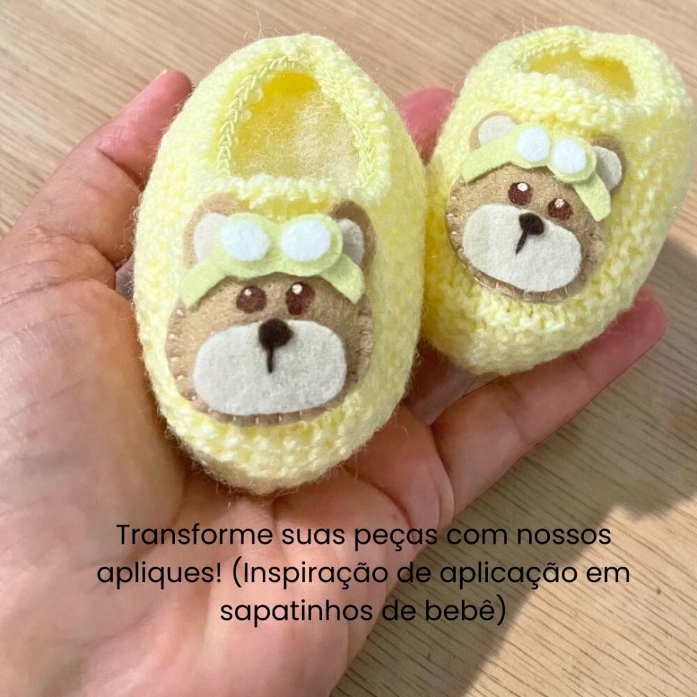 Mini aplique de feltro ursinho aviador