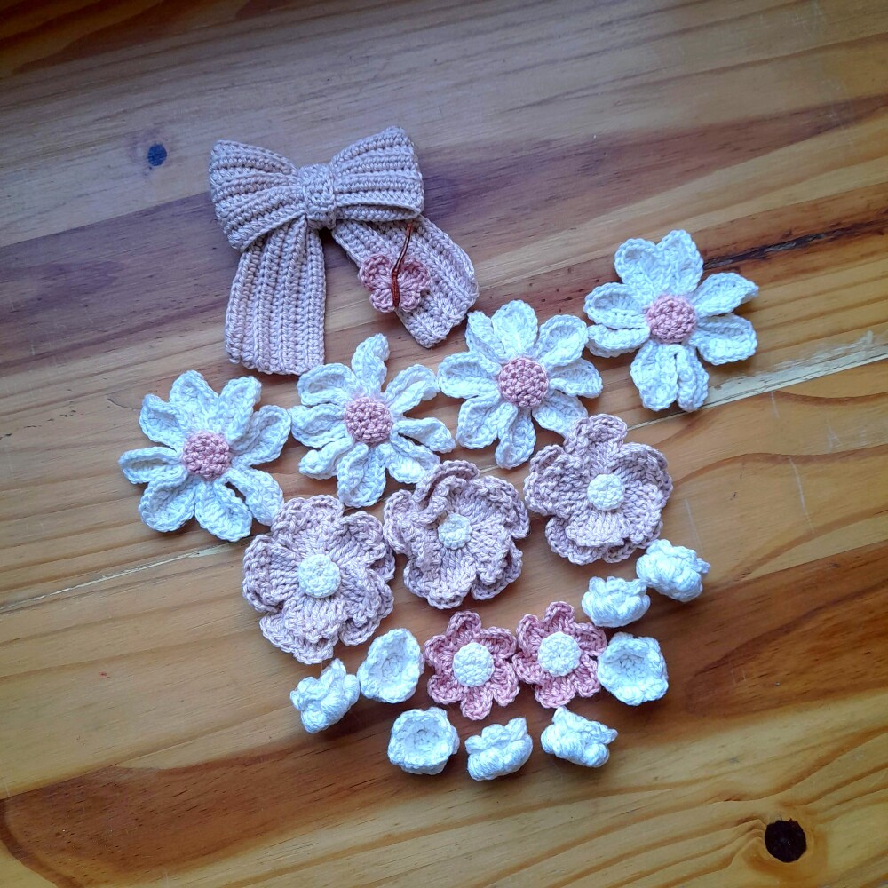Kit Jardim Encantado - Kit de flores de crochê para compor quadr