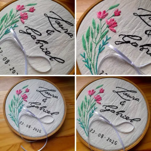 Porta Alianças Bordado em Bastidor