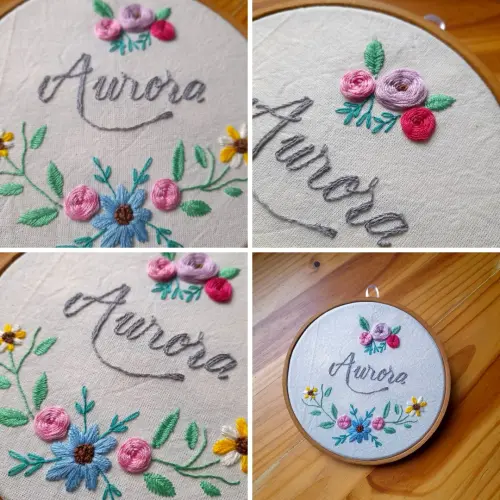 Quadrinho em Bastidor Bordado à Mão para Porta de Maternidade.