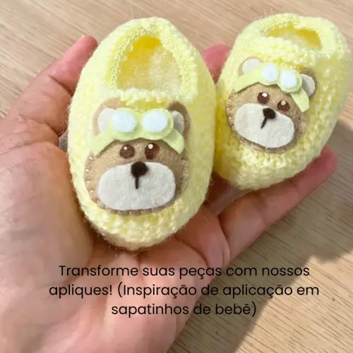Mini aplique de feltro ursinho aviador