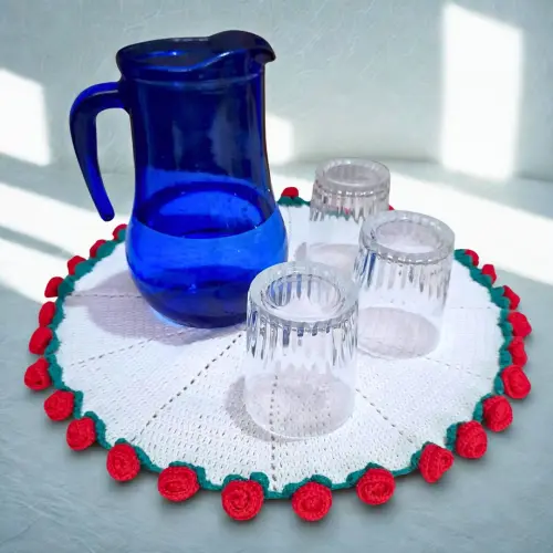 Toalha Buque de Rosas em crochê
