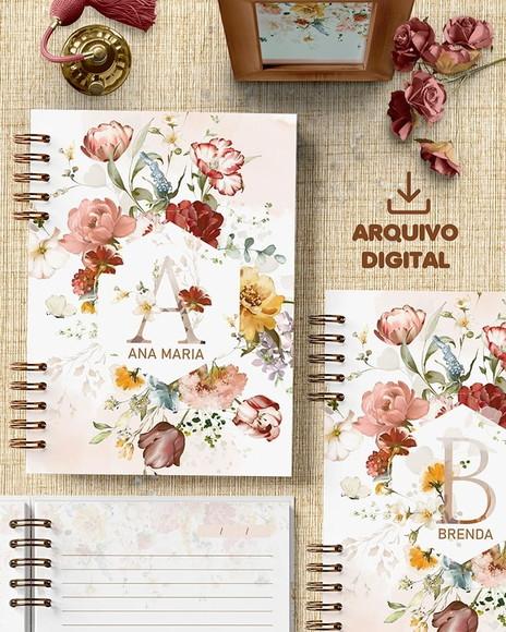 Arquivo 26 Capas Alfabeto A-z e Miolo Pautado Coleção Garden