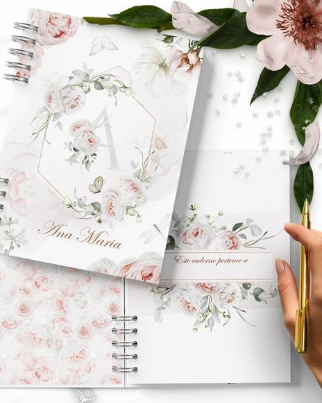 Arquivo 26 Capas Alfabeto e Miolo Pautado Floral Believe