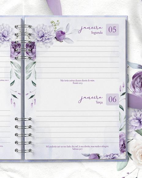 Arquivo Agenda 2026 2 Dias Por Página com Versículos Violeta