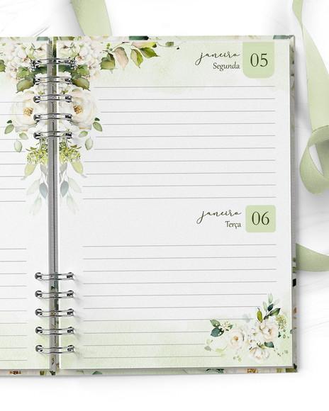 Arquivo Agenda 2026 2 Dias Por Página Floral Rosas Brancas