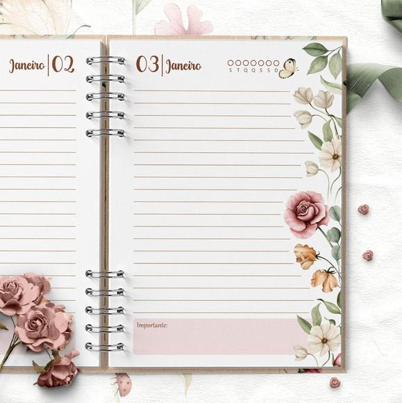 Arquivo Agenda Permanente 1 Dia Por Página Floral Romântico