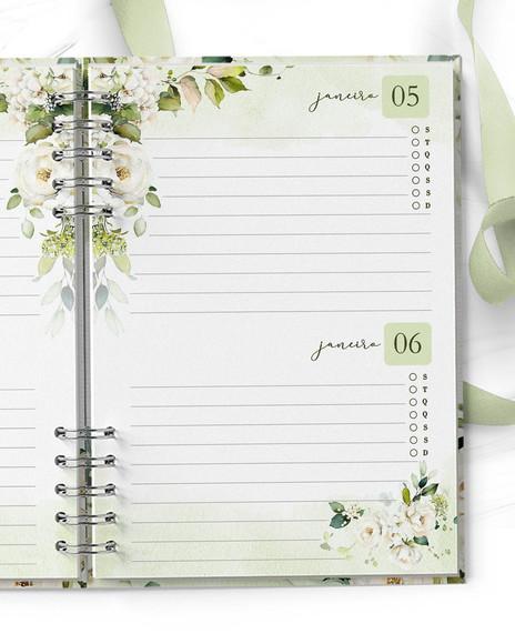 Arquivo Agenda Permanente 2 Dias Por Página Rosas Brancas
