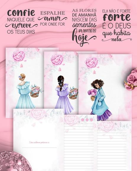 Arquivo Caderno Feminino Capas Miolo Floral