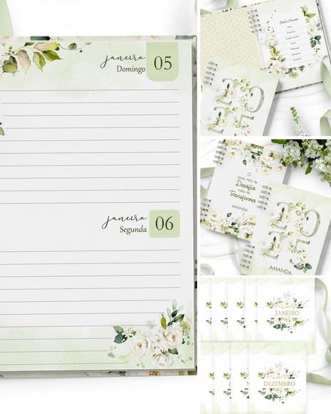 Arquivo Combo 6 Agendas Floral Rosas Brancas