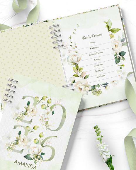 Arquivo Combo 6 Agendas Floral Rosas Brancas
