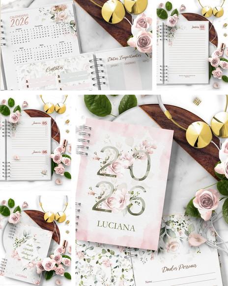 Arquivo Combo 8 Agendas Floral Rosa 2026 e Permanente