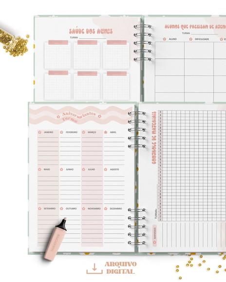 Arquivo Digital Kit Planner da Professora Permanente Retrô