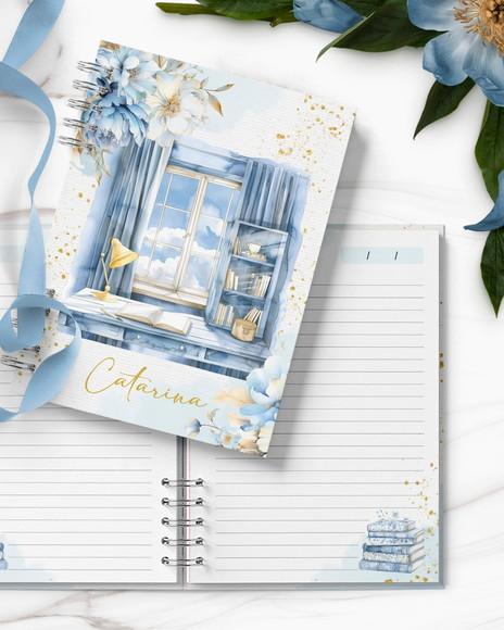Arquivo Kit 11 Capas e Miolo Pautado Coleção Golden Blue