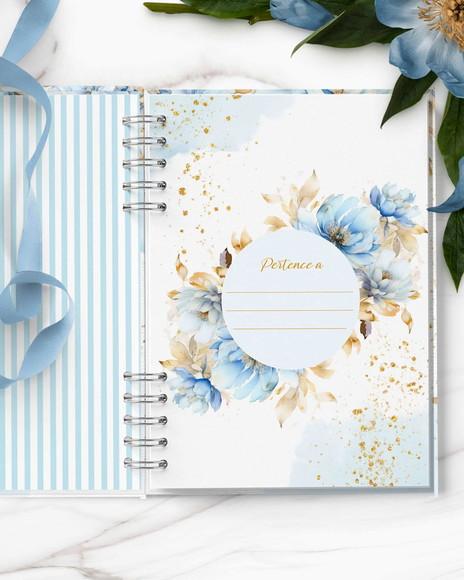 Arquivo Kit 11 Capas e Miolo Pautado Coleção Golden Blue
