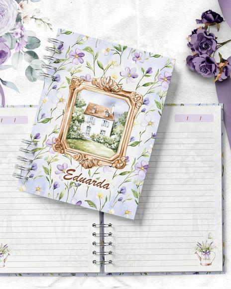 Arquivo Kit 11 Capas e Miolo Pautado Coleção Lilás e Flores