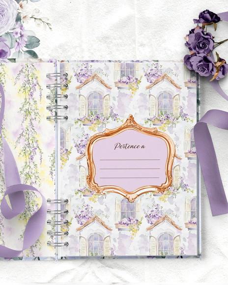 Arquivo Kit 11 Capas e Miolo Pautado Coleção Lilás e Flores