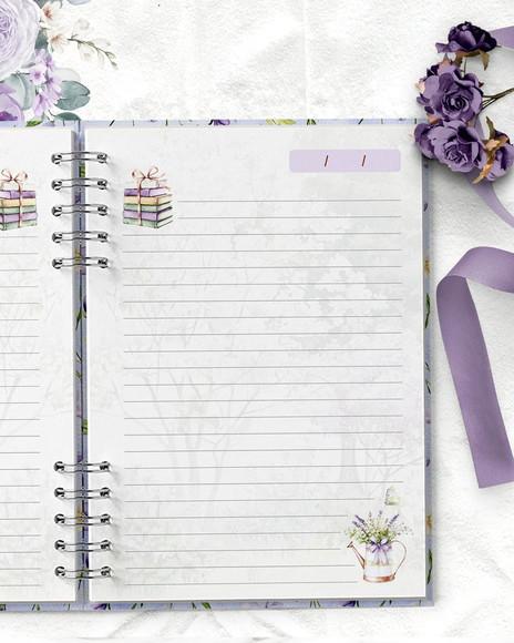 Arquivo Kit 11 Capas e Miolo Pautado Coleção Lilás e Flores