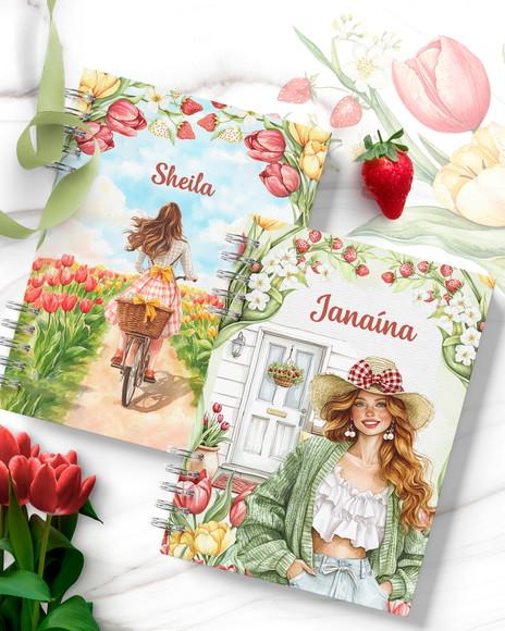 Arquivo Kit 11 Capas e Miolo Pautado Flores e Morangos