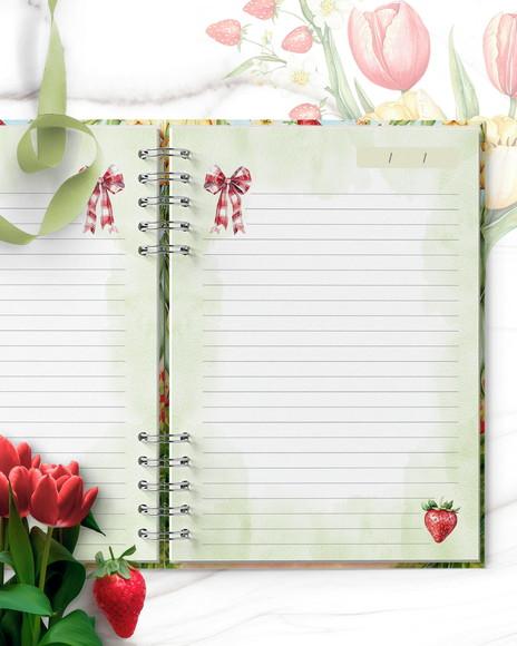 Arquivo Kit 11 Capas e Miolo Pautado Flores e Morangos