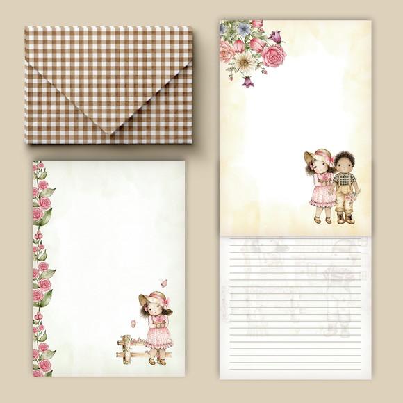 Arquivo Kit 11 Envelopes e 12 Papéis de Carta Doce Infância