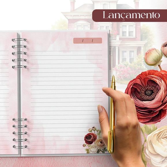 Arquivo Kit 16 Capas e Miolo Pautado Coleção Primavera Bordô