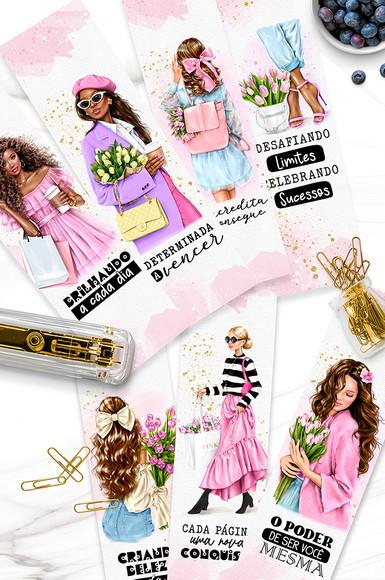 Arquivo Kit 20 Marca Páginas Coleção Fashion Girl