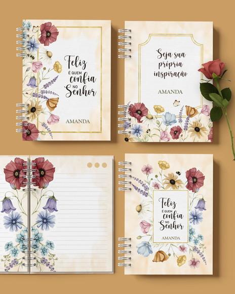 Arquivo Kit 4 Capas e 6 Miolos Caderno Pautado Decorado