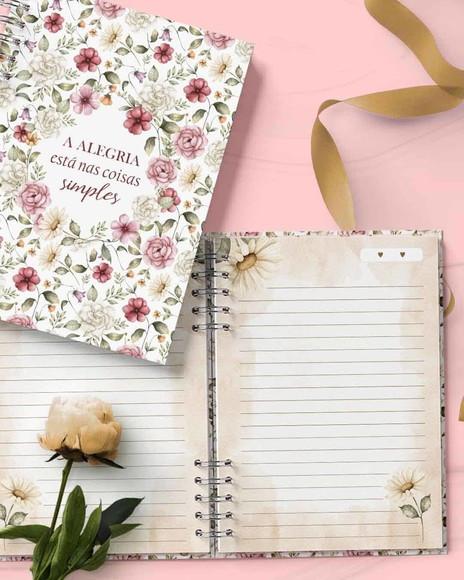 Arquivo Kit 5 Capas, 5 Miolos Pautado Coleção Flores e Cores