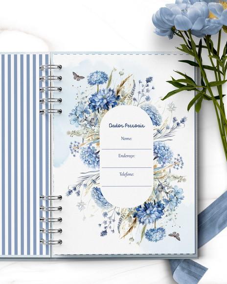 Arquivo Kit 4 Capas e Miolo Caderno Pautado Coleção Blue