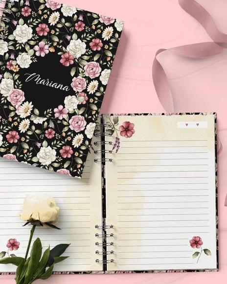 Arquivo Kit 5 Capas, 5 Miolos Pautado Coleção Flores e Cores