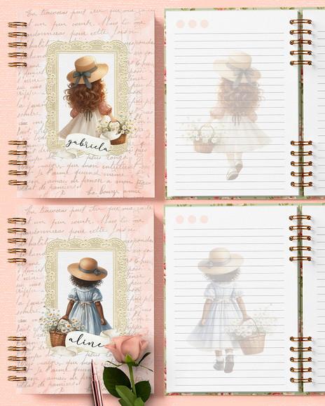 Arquivo Kit 6 Capas e 6 Miolos Decorados Doce Menina