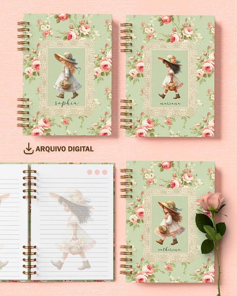 Arquivo Kit 6 Capas e 6 Miolos Decorados Doce Menina