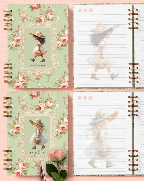 Arquivo Kit 6 Capas e 6 Miolos Decorados Doce Menina
