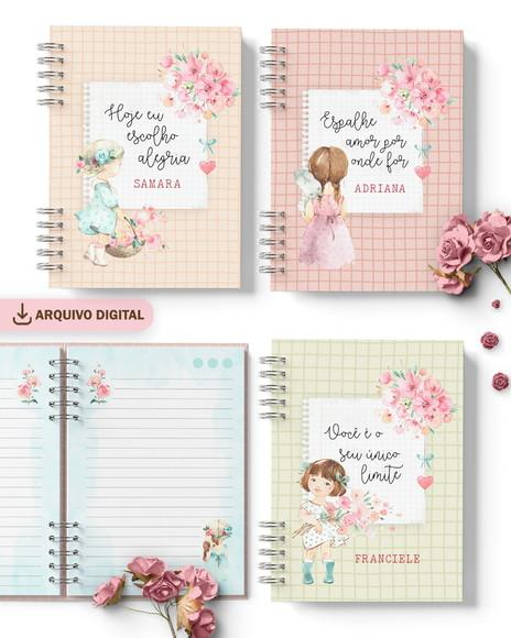 Arquivo Kit 7 Capas e 6 Miolos Decorados Doce Primavera