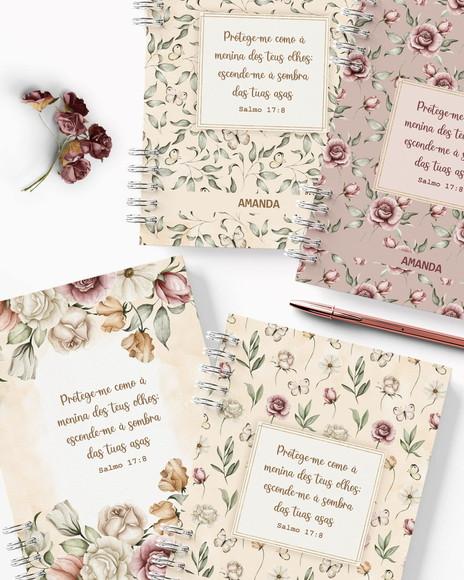 Arquivo Kit 7 Capas e Miolo Pautado Coleção Floral Romântico