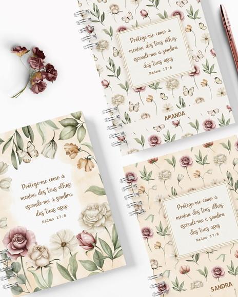 Arquivo Kit 7 Capas e Miolo Pautado Coleção Floral Romântico