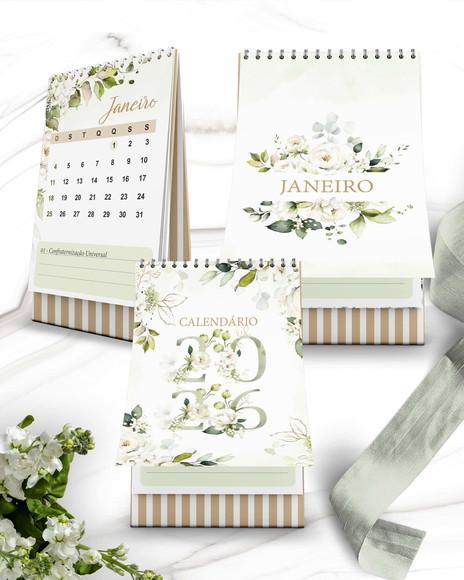 Arquivo Kit Calendários de Mesa 2026 Coleção Rosas Branca
