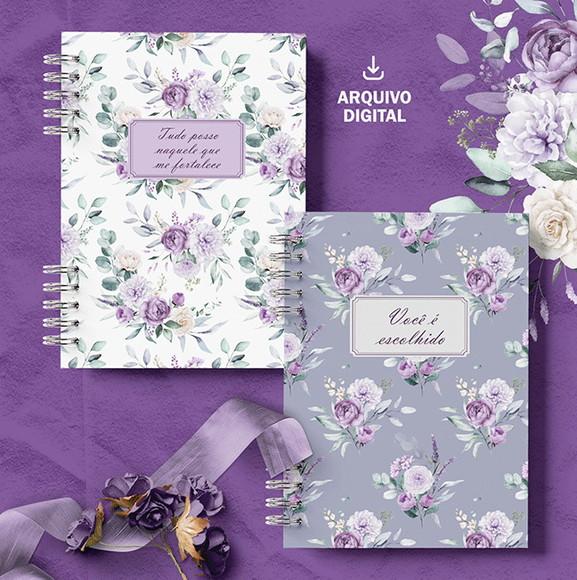 Arquivo Kit Capas e Miolo Pautado e com Versículos Violeta