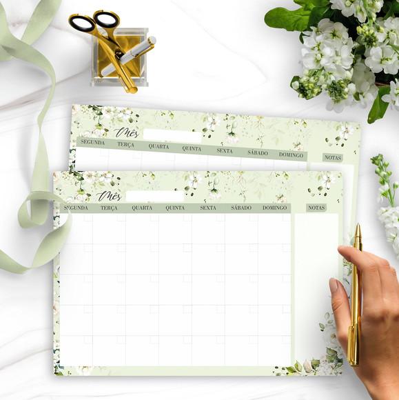 Arquivo Kit Desk Planners e Bloquinhos Coleção Rosas Brancas