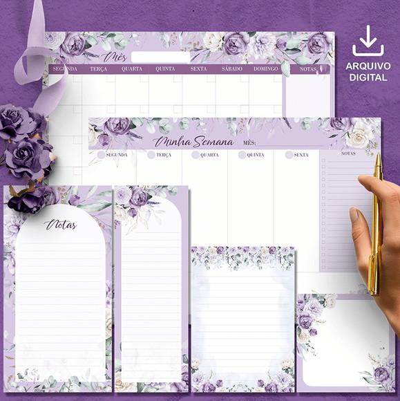Arquivo Kit Desk Planners e Bloquinhos Coleção Violeta
